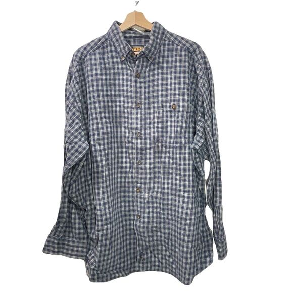 Woolrich John Rich & Bros Men’s Button-Up Flannel Shirt Blue Plaid Size XL - Picture 1 of 9
